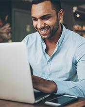 Male researcher on his laptop